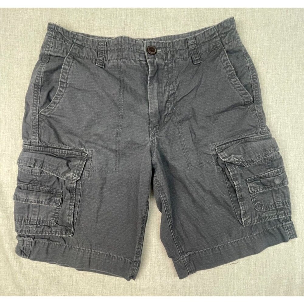 Cape Juby Men's Dark Blue Cotton Casual Zippered Button Cargo Shorts 29" USED